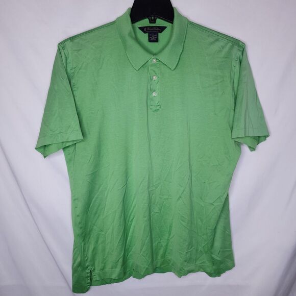 Brooks Brothers Polo Shirt Mens Large Green Performance Knit Double Mercerized - Picture 2 of 12